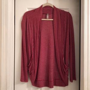 Red and White Striped Cardigan
